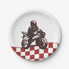 Plato De Papel Boys' Motocross Red Dirt Bike Birthday