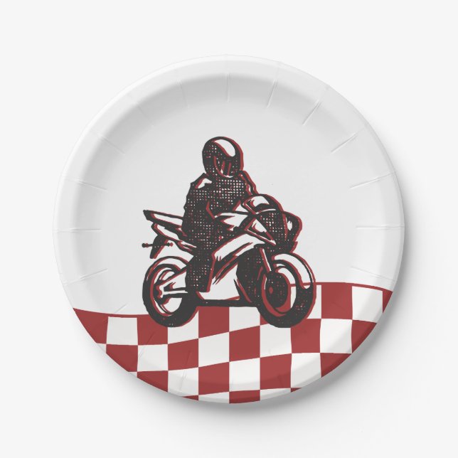 Plato De Papel Boys' Motocross Red Dirt Bike Birthday (Anverso)