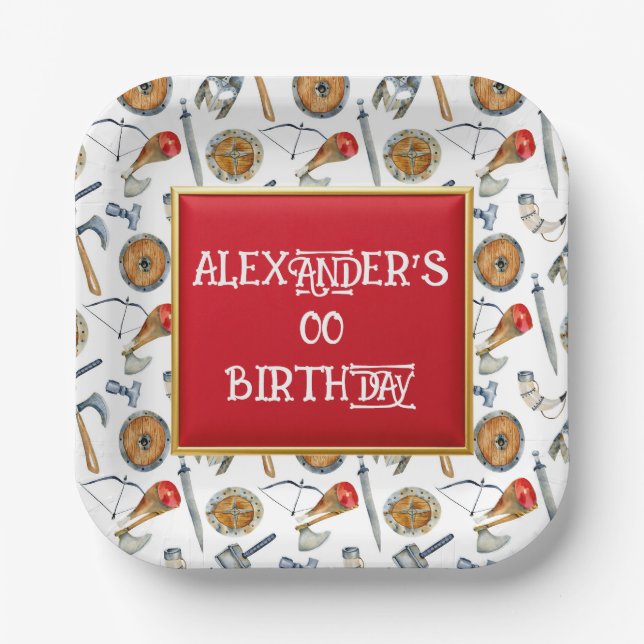 Plato De Papel Boys viking birthday age 1 - 7 (Anverso)