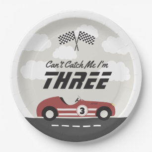 Plato De Papel Boys Vintage Red Race Car Birday Party