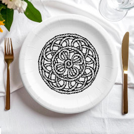Plato De Papel Braided black and white circle