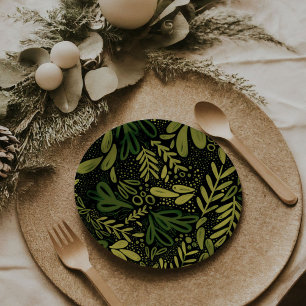 Plato De Papel Bramble Evergreen   Placas botánicas festivas