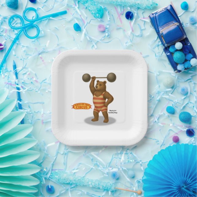 Plato De Papel Brandon, oso fuerte del circo (Fiesta)