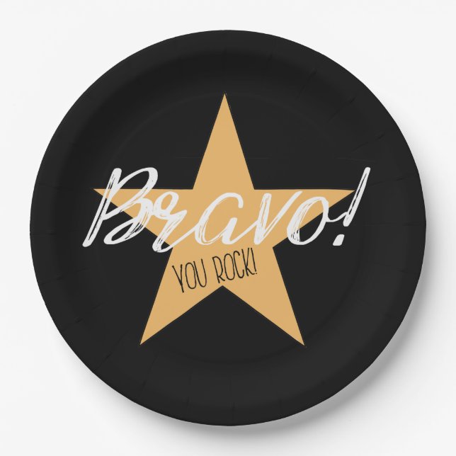 PLATO DE PAPEL "¡BRAVO! ¡ROCK!" (Anverso)