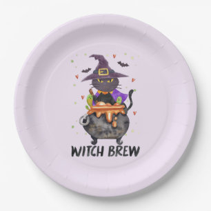 Plato De Papel Brecha de bruja - Bruja de gata