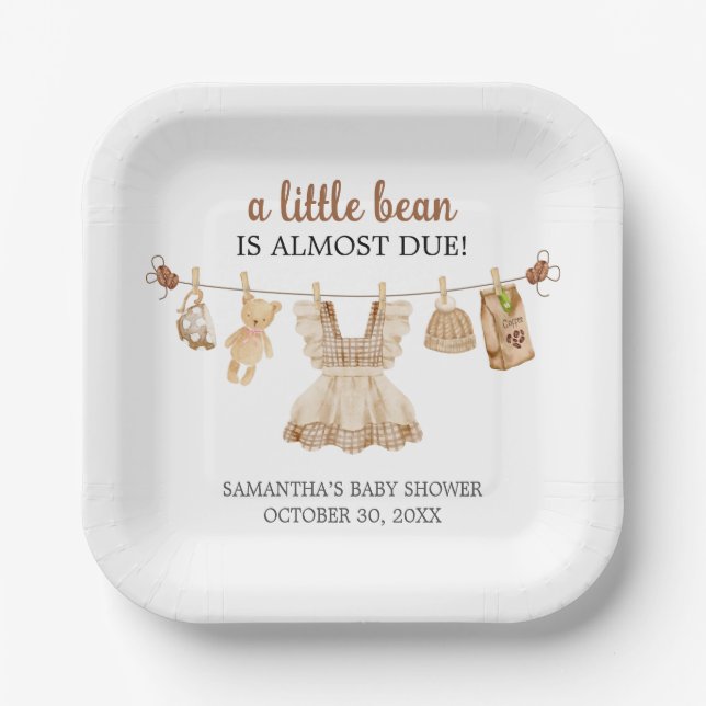 Plato De Papel Brewing Coffee Baby Shower (Anverso)