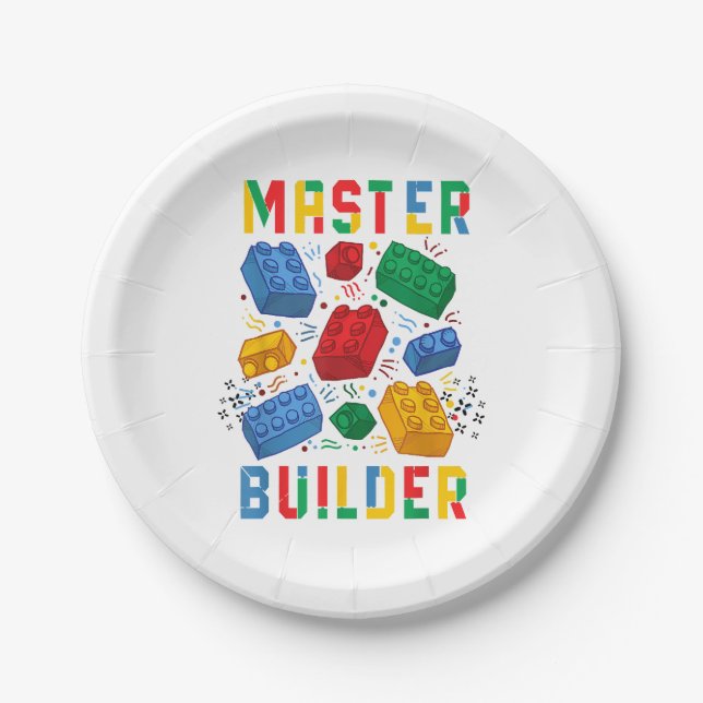 Plato De Papel Brick Builder Funny Blocks Building Master Builder (Anverso)