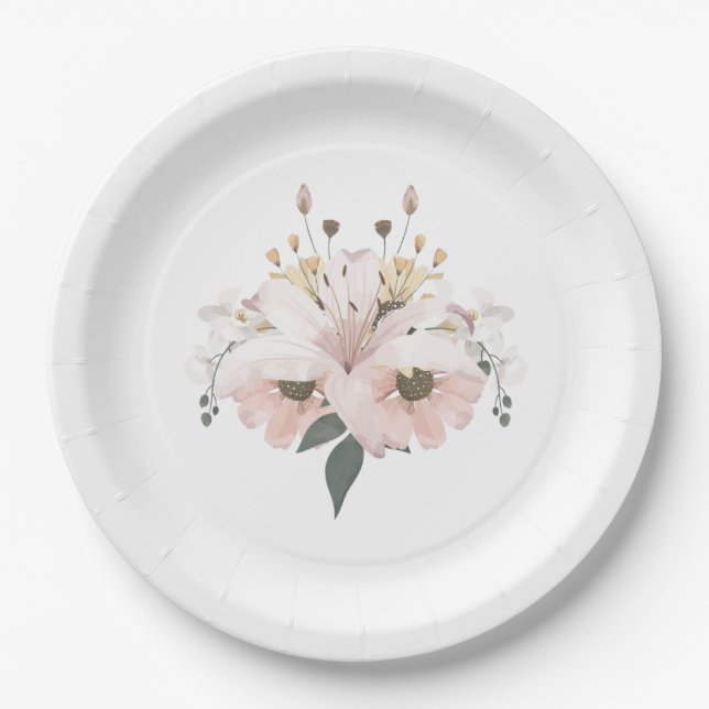 Plato De Papel Bridal Floral (Anverso)