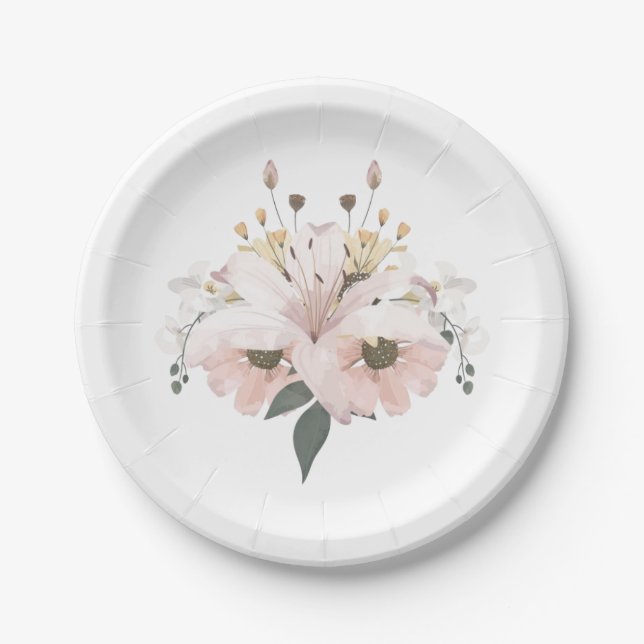 Plato De Papel Bridal Floral (Anverso)