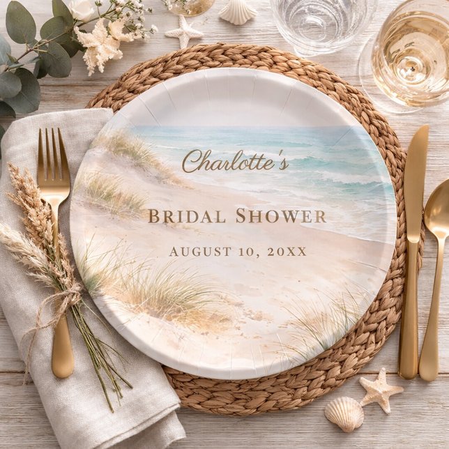 Plato De Papel Bridal Shower beach coastal elegant (Subido por el creador)