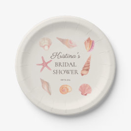 Plato De Papel Bridal Shower Beach Fiesta Seasheles rosas