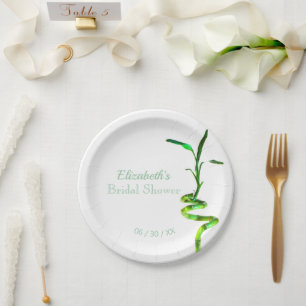 Plato De Papel Bridal Shower Lucky Bamboo Amarillo