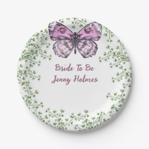 Plato De Papel Bridal Shower Pink Butterfly Greeneration
