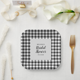 Plato De Papel Bridal Shower Plaid Black White Gingham