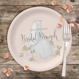 Plato De Papel Bridal Shower Watercolor Elegante Brunch Floral