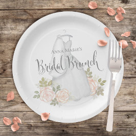 Plato De Papel Bridal Shower Watercolor Elegante Brunch Floral