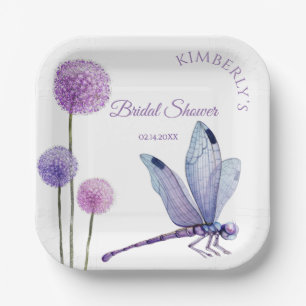 Plato De Papel Bridal Shower Watercolor Flores púrpuras Papel Pla