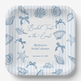Plato De Papel Bridal Toast On The Coast Seashells Bridal Shower