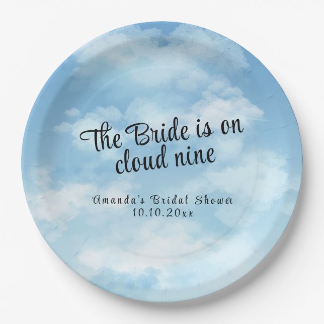 Plato De Papel Bride Is On Cloud Nine Bridal Shower (Anverso)