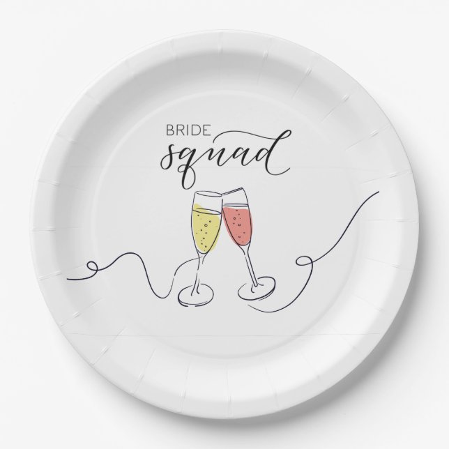 Plato De Papel Bride Squad Champagne Placas de papel (Anverso)