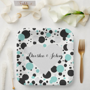 Plato De Papel BRIDE y CO Plata Placas Fiestas de Punto Polka