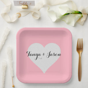 Plato De Papel BRIDE y damas de honor fiesta de novias rosadas en