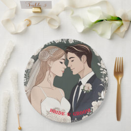 PLATO DE PAPEL BRIDE Y GROOM