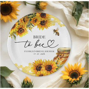 Plato De Papel Brigada A Bee Sunflower Bridal Shower