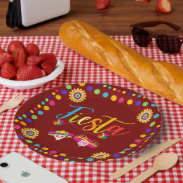 Plato De Papel Bright Colorful Fiesta Fun