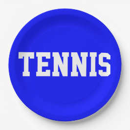 Plato De Papel Bright Fun Royal Blue Athletic White TENNIS Text