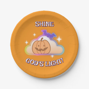 Plato De Papel Brilla por la luz de la Halloween cristiana person