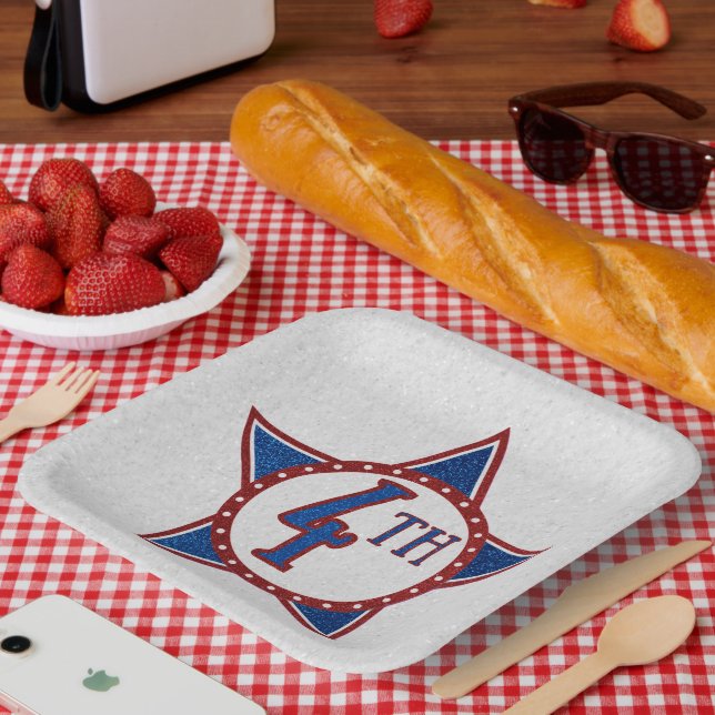 Plato de Papel Brillante del 4 de Julio (Picnic)