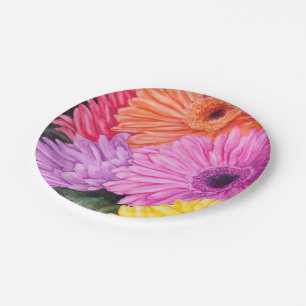 PLATO DE PAPEL BRILLANTE GERBER FLOWERS PAPPLATE