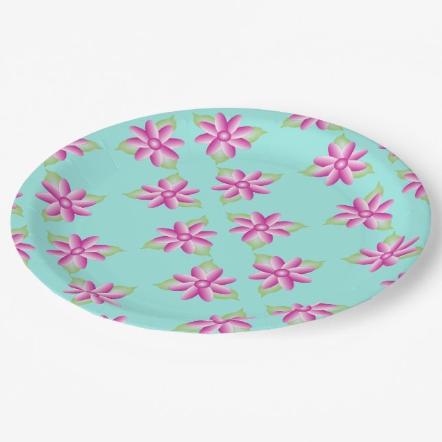 Plato De Papel Brillante Verde azulado con verde (Angular)