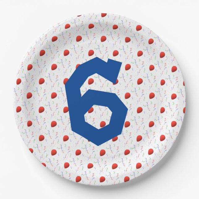 Plato De Papel Brillantes globos y cumpleaños de Confetti (Anverso)