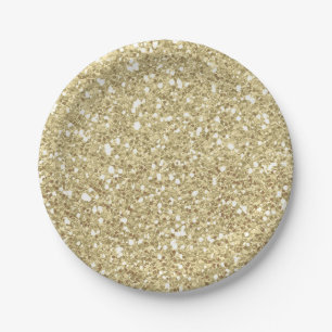 Plato De Papel Brillo Dorado Claro Destello Glam Fiesta Personali