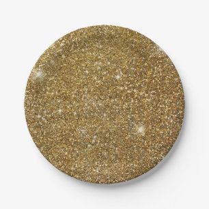 Plato De Papel Brillo Dorado Destello Brillante Brillantey Precio