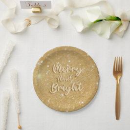 Plato De Papel Brillo dorado elegante de Navidad
