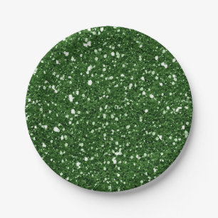 Plato De Papel Brillo Glam Verde Esmeralda Destello Fiesta Person