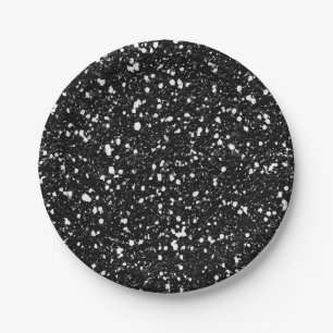 Plato De Papel Brillo Negro Brillante Glam Fiesta Personalizada