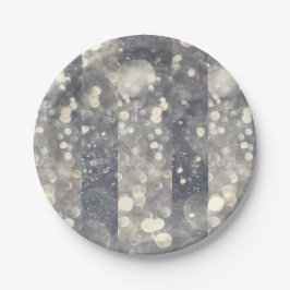 Plato De Papel Brillo Plateado Destellos Glamour Glam Moderno Ten