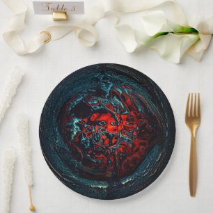 Plato De Papel Brillo rojo del Océano Inferno
