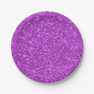 Plato De Papel Brillo Rosa Brillante Glam Personalizado Fiesta