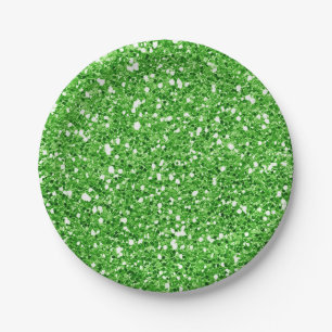 Plato De Papel Brillo Verde Brillante Glam Fiesta Personalizada