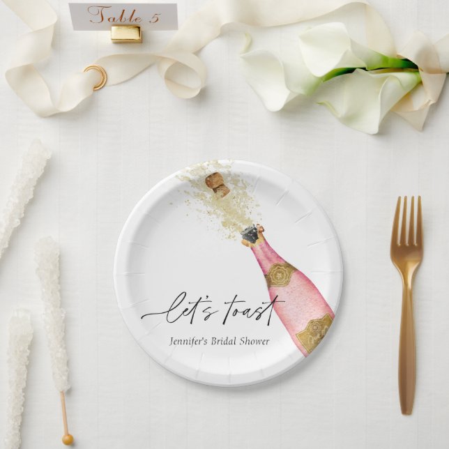 Plato De Papel Brindemos por la Despedida de Soltera Rosa (Boda)