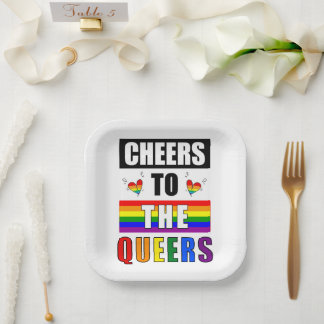 Plato De Papel Brindis a la Celebración Gay del Arcoíris de los Q