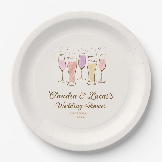 Plato De Papel Brindis parejas mixto ducha de boda (Anverso)