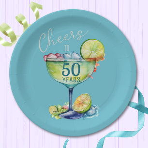 Plato De Papel Brindis por 50 años de cumpleaños aniversario