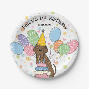 Plato De Papel Brindle Neapolitan Mastiff Partido de Cumpleaños d