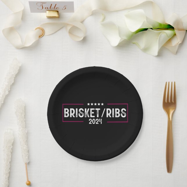 Plato De Papel Brisket Ribs 2024 BBBQ Elecciones políticas (Boda)